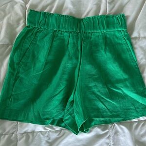 NWOT J.Crew Tropez Linen Green Women's Shorts, size XS